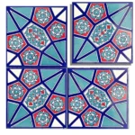 EDC-3 Red Blue and Turquoise Geometric Floral 20x20 Ceramic Wall Tile