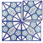 EDC 3-A Blue and Turquoise Geometric Floral 20x20 Ceramic Wall Tile