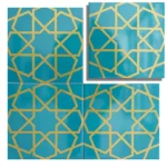 EDC-89 Turquoise and Gold Geometric Star Pattern 20x20 Ceramic Wall Tile