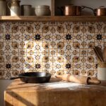 EDC-10 S Warm Mustard and Dark Brown Floral 20x20 Ceramic Wall Tile - Image 3