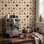 EDC-10 S Warm Mustard and Dark Brown Floral 20x20 Ceramic Wall Tile - Image 2