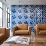 EDC-15 Navy Blue and Turquoise 20x20 Ceramic Wall Tile - Image 2