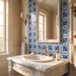 EDC-27 Traditional Cobalt Blue Turquoise and Red Floral 20x20 Ceramic Wall Tile - Image 2