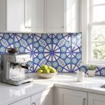 EDC 3-A Blue and Turquoise Geometric Floral 20x20 Ceramic Wall Tile - Image 2