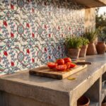 EDC-5 Traditional Iznik Red Tulip and Violet Floral 20x20 Ceramic Wall Tile - Image 2