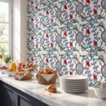 EDC-5 Traditional Iznik Red Tulip and Violet Floral 20x20 Ceramic Wall Tile - Image 3