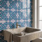 EDC-6 Turquoise and Blue Geometric Interlocking 20x20 Ceramic Wall Tile - Image 2