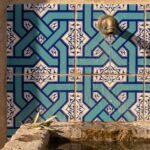 EDC-6 Turquoise and Blue Geometric Interlocking 20x20 Ceramic Wall Tile - Image 4