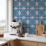 EDC-6 Turquoise and Blue Geometric Interlocking 20x20 Ceramic Wall Tile - Image 3
