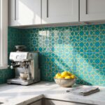 EDC-89 Turquoise and Gold Geometric Star Pattern 20x20 Ceramic Wall Tile - Image 3
