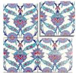 EDC-30 Traditional Blue Turquoise Floral 20x20 Ceramic Wall Tile