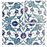 EDC-32 Traditional Cobalt Blue and Turquoise Floral 20x20 Ceramic Wall Tile