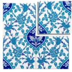 EDC-42 Traditional Cobalt Blue and Turquoise Floral 20x20 Ceramic Wall Tile