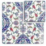 EDC-44 Traditional Cobalt Blue Turquoise and Red Tulip 20x20 Ceramic Wall Tile