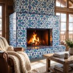 EDC-32 Traditional Cobalt Blue and Turquoise Floral 20x20 Ceramic Wall Tile - Image 2
