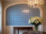 EDC-42 Traditional Cobalt Blue and Turquoise Floral 20x20 Ceramic Wall Tile - Image 2