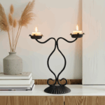 Libby Candlestick | Handcrafted Dual-Arm Metal Candle Holder for Elegant Decor