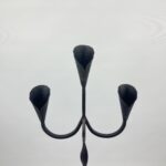 Hand Forged Wrought Iron Floor Candelabra 50" (127cm) Antique Copper Patina 3-Arm Candle Holder Leaf Detail Rustic Wedding Decor - Image 2