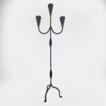 Hand Forged Wrought Iron Floor Candelabra 50" (127cm) Antique Copper Patina 3-Arm Candle Holder Leaf Detail Rustic Wedding Decor - Image 5