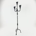 Hand Forged Wrought Iron Floor Candelabra 50" (127cm) Antique Copper Patina 3-Arm Candle Holder Leaf Detail Rustic Wedding Decor