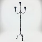 Hand Forged Wrought Iron Floor Candelabra 50" (127cm) Antique Copper Patina 3-Arm Candle Holder Leaf Detail Rustic Wedding Decor - Image 6