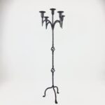 Hand Forged Wrought Iron Floor Candelabra 50" (127cm) Antique Copper Patina 5-Arm Candle Holder Gothic Medieval Church Decor
