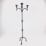 Hand Forged Wrought Iron Floor Candelabra 50" (127cm) Antique Copper Patina 5-Arm Candle Holder Gothic Medieval Church Decor - Image 6