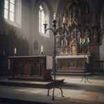 Hand Forged Wrought Iron Floor Candelabra 50" (127cm) Antique Copper Patina 5-Arm Candle Holder Gothic Medieval Church Decor - Image 5