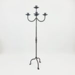 Hand Forged Wrought Iron Floor Candelabra 50" (127cm) Antique Copper Patina 5-Arm Tiered Candle Holder Gothic Church Wedding Decor