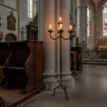 Hand Forged Wrought Iron Floor Candelabra 50" (127cm) Antique Copper Patina 5-Arm Tiered Candle Holder Gothic Church Wedding Decor - Image 2