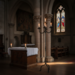 Hand Forged Wrought Iron Floor Candelabra 50" (127cm) Antique Copper Patina 5-Arm Tiered Candle Holder Gothic Church Wedding Decor - Image 4