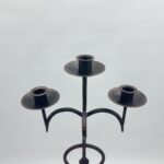 Hand Forged Wrought Iron Floor Candelabra 44.5" (113cm) Antique Copper Patina 3-Arm Scroll Design Candle Holder Rustic Fireplace Decor - Image 3