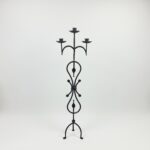 Hand Forged Wrought Iron Floor Candelabra 44.5" (113cm) Antique Copper Patina 3-Arm Scroll Design Candle Holder Rustic Fireplace Decor - Image 5