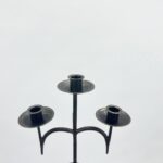 Hand Forged Wrought Iron Floor Candelabra 44.5" (113cm) Antique Gold Patina 3-Arm Scroll Design Candle Holder Classic Fireplace Decor - Image 4