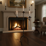 Hand Forged Wrought Iron Candelabra 33" (83cm) Antique Copper Patina 3-Arm Twist & Basket Design Candle Holder Rustic Fireplace Decor - Image 5