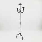 Hand Forged Wrought Iron Floor Candelabra 48" (123cm) 3-Arm Candle Holder Antique Copper or Gold Patina Choice Rustic Wedding Decor - Image 6