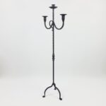 Hand Forged Wrought Iron Floor Candelabra 48" (123cm) 3-Arm Candle Holder Antique Copper or Gold Patina Choice Rustic Wedding Decor