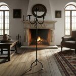 Hand Forged Wrought Iron Floor Candelabra 48" (123cm) 3-Arm Candle Holder Antique Copper or Gold Patina Choice Rustic Wedding Decor - Image 2