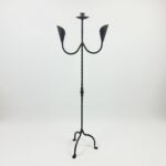 Hand Forged Iron Candelabra 48" (123cm) Antique Copper or Gold Patina 3-Arm Lily Cup Candle Holder Rustic Wedding Decor - Image 5