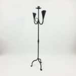 Hand Forged Iron Candelabra 48" (123cm) Antique Copper or Gold Patina 3-Arm Lily Cup Candle Holder Rustic Wedding Decor