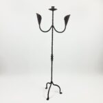 Hand Forged Iron Candelabra 48" (123cm) Antique Copper or Gold Patina 3-Arm Lily Cup Candle Holder Rustic Wedding Decor - Image 8