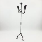 Hand Forged Iron Candelabra 48" (123cm) Antique Copper or Gold Patina 3-Arm Lily Cup Candle Holder Rustic Wedding Decor - Image 6