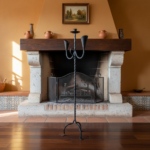 Hand Forged Iron Candelabra 48" (123cm) Antique Copper or Gold Patina 3-Arm Lily Cup Candle Holder Rustic Wedding Decor - Image 2