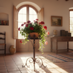 Hand Forged Iron Pedestal Stand 32" (82cm) Antique Copper Patina Fleur-de-Lis Plant Holder & Pillar Candle Stick Rustic Decor - Image 4