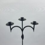 Hand Forged Iron Floor Candelabra 47.5" (121cm) Leaf Detail Antique Copper or Gold Patina 3-Arm Candle Holder Rustic Decor - Image 7