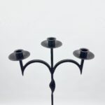 Hand Forged Iron Floor Candelabra 47.5" (121cm) Leaf Detail Antique Copper or Gold Patina 3-Arm Candle Holder Rustic Decor - Image 5