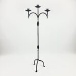Hand Forged Iron Floor Candelabra 47.5" (121cm) Leaf Detail Antique Copper or Gold Patina 3-Arm Candle Holder Rustic Decor - Image 8