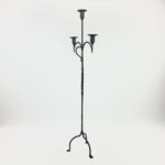 Hand Forged Iron Floor Candelabra 50.5" (128cm) Antique Copper Patina 3-Arm Twist & Scroll Design Rustic Wedding Decor