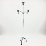 Hand Forged Iron Floor Candelabra 50.5" (128cm) Antique Copper Patina 3-Arm Twist & Scroll Design Rustic Wedding Decor - Image 6