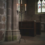 Hand Forged Iron Floor Candelabra 50.5" (128cm) Antique Copper Patina 3-Arm Twist & Scroll Design Rustic Wedding Decor - Image 5